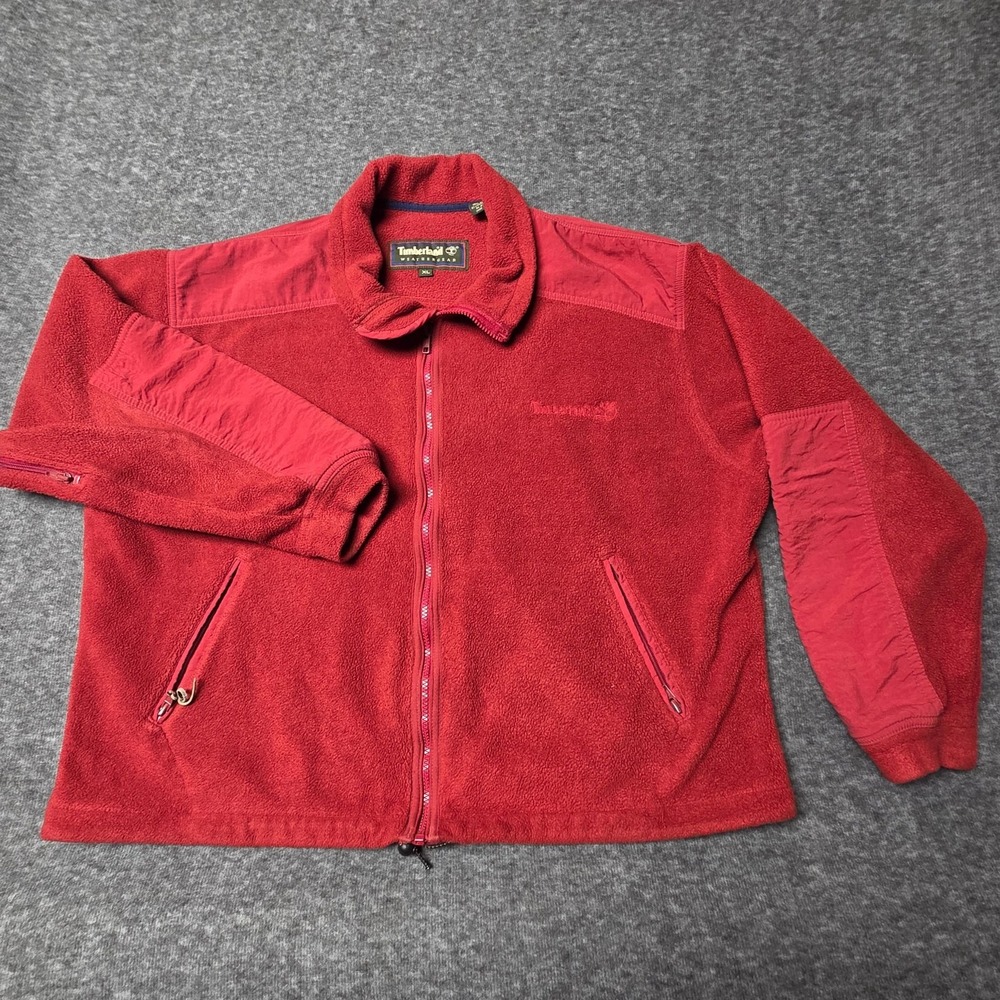 Vintage Timberland Fleece Jacket Mens XL Weathergear Red Made in USA 90s